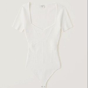 🌟 Abercrombie corset short sleep knit bodysuit XS white